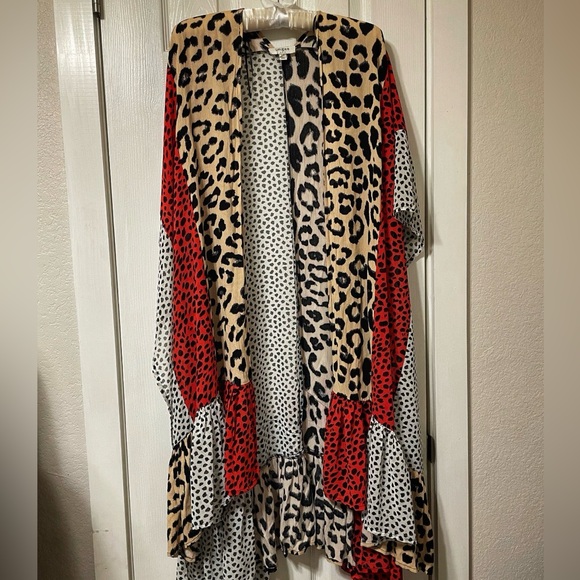 Umgee Animal Print Long Kimono - Picture 2 of 4